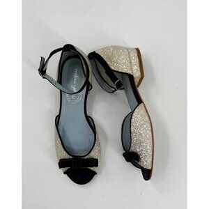 Mellow Yellow Glitter Open Toe Heels With Bow Detail Size 38 or US 7